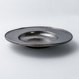 Soup plate. Pasta bowl. Stoneware dinner set with metallic radiance.