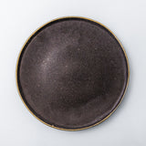 Dinner plate. Rustic, yet chic and fancy dinnerware collection. Gold rim on the edge of each plate enhances irregularity of the shape and the organicity of the material.