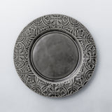 Dinner plate. Subtle and modern grey dinnerware set that was inspired by the renascence tiles.