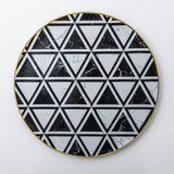 Charger plate. Elegant and classic dinnerware collection inspired by marble and decorated with gold. Timeless dinner plate design for your table.