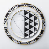 Elegant and classic dinnerware collection inspired by marble and decorated with gold. Timeless dinner plate design for your table.