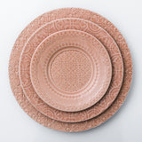 Subtle and modern pink dinnerware set that was inspired by the renascence tiles.