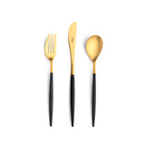 Sleek, luxurious and modern Cutipol cutlery pieces. Gold plated stainless steel with subtle design of resin handle