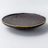 Soup plate. Pasta bowl. Rustic, yet chic and fancy dinnerware collection. Gold rim on the edge of each plate enhances irregularity of the shape and the organicity of the material.