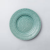 Salad plate. Dessert plate. Subtle and modern blue/aqua green dinnerware set that was inspired by the renascence tiles.