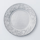 Dinner plate. Subtle and modern white dinnerware set that was inspired by the renascence tiles.