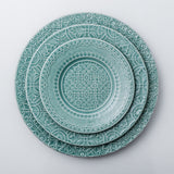 Subtle and modern blue/aqua green dinnerware set that was inspired by the renascence tiles.