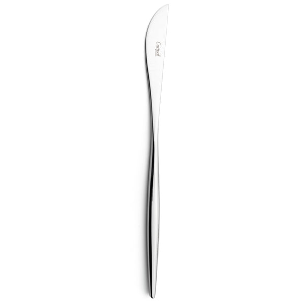 Sleek, luxurious and contemporary Cutipol cutlery pieces. Stainless steel, narrow, rounded handles and moon-inspired spoon heads